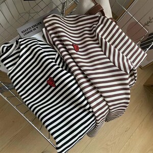 【素妮】春款爱心条纹长袖T图片