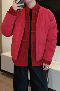 冬季风唐装棉衣男立领时尚复古假两件盘扣棉服棉袄潮M139P168图片