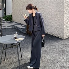 【主推现货】短款小西装阔腿裤两件套装女508-P150-K218，女装套装/套裙，2C126