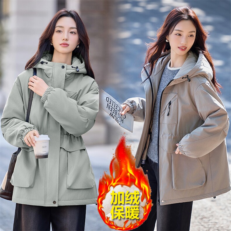 现货秒发2025冬装新款加厚中长款保暖派克服外套修身棉衣棉服，女装派克服，星宇服饰