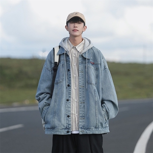 牛仔夹克男士港风春季潮流男装连帽外套宽松休闲上衣服JK910-P78图片