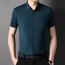 G6552男式2023年夏季新款无痕衬衫男短袖翻领休闲衬衣P55，男装衬衫，电商B360