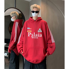 抖音得物供货提供视频秋冬重磅美式宽松织带连帽卫衣0440，男装卫衣，电商A486
