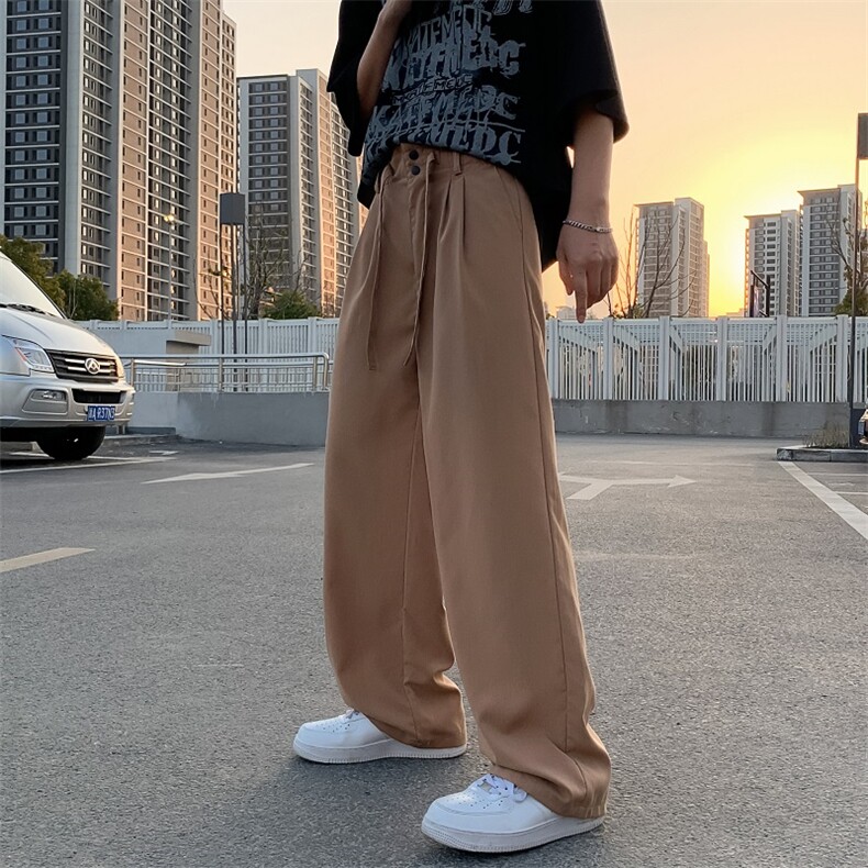 新款百搭西裤韩版宽松直筒显瘦阔腿西裤潮流休闲拖地裤K3387-P35,男装休闲裤,星座512-2