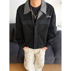 秋季新款黑色纯棉美式复古刺绣宽松翻领夹克外套男士J8875，男装夹克，星座1116A（原606A-3）