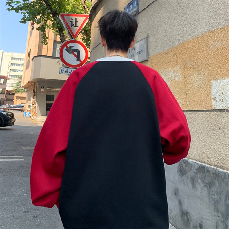 2024秋季新款港风外景大码美式高街拼色卫衣M-5XHW24794-P60,男装卫衣,电商A022