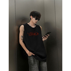 印花背心XT5551-TP16控价29无袖T恤高街青少年美式薄款纯棉T恤，男装T恤，电商A102-1