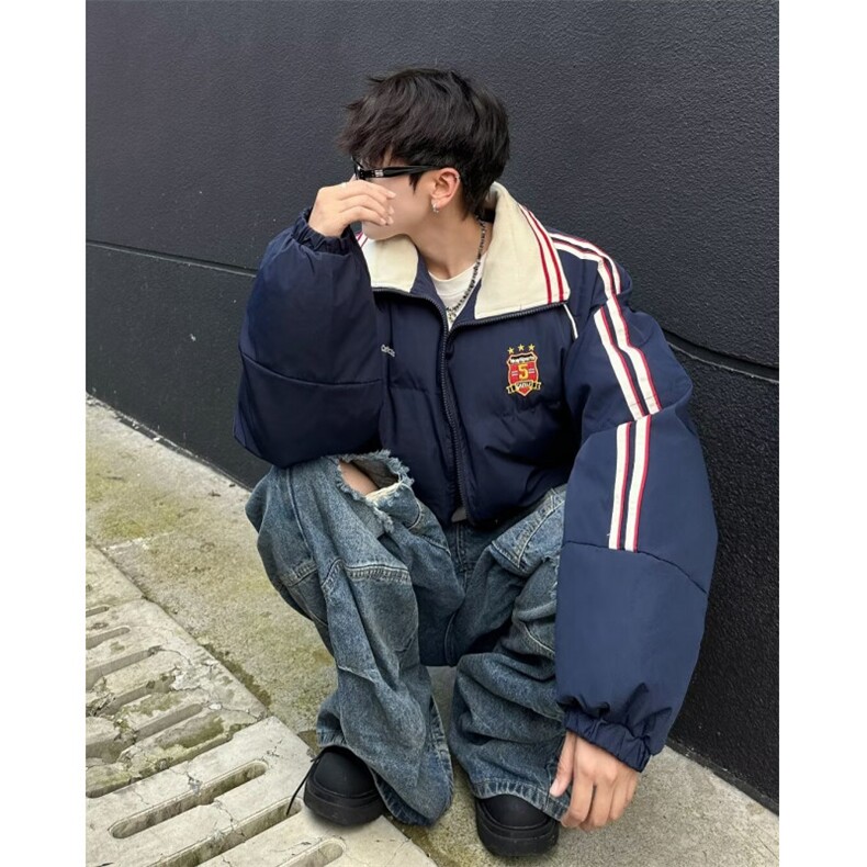 潮牌复古棉服男女秋冬季宽松拼色学院风休闲百搭外套LY4122-p103,男装棉衣,星座1008