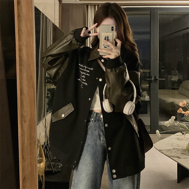 美式高街字母刺绣棒球服学院男女宽松外套百搭夹克C779-P105，男装休闲套装，星座911-2(原星座613-2）