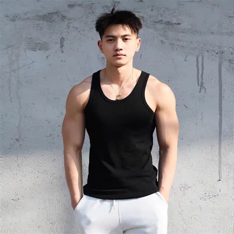 窄肩运动健身背心男生夏季潮牌潮流训练修身汗衫港风无袖坎肩t恤,男装背心/马甲,星座417-3