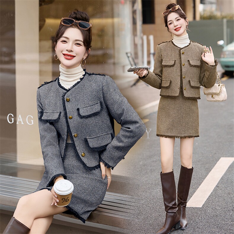 现货！2024冬装新款羽绒服内胆上衣+半裙气质洋气时尚舒适两件套，女装套装/套裙，魅影