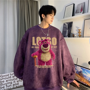 春季新款潮流卡通动漫印花宽松落肩麂皮绒卫衣JK23333-特批36控59图片
