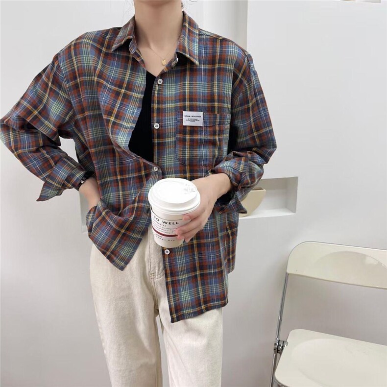 韩版格子衬衫，女装衬衫，Y·Z 羽倬