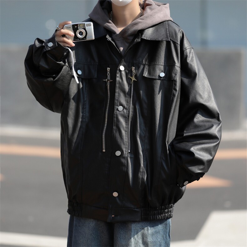 港风秋冬款男PU皮夹克工装拉链休闲皮外套JK502P75,男装夹克,星座1013-1