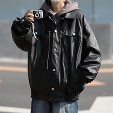港风秋冬款男PU皮夹克工装拉链休闲皮外套JK502P75，男装夹克，星座1013-1