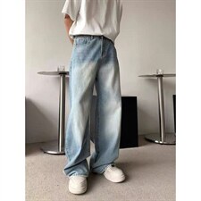 美式牛仔裤男款春秋季垂感百搭阔腿裤休闲宽松直筒裤NA408，男装牛仔裤，星座208-5