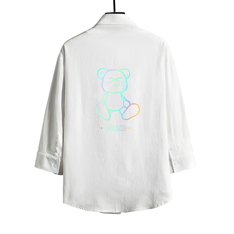QC58139-P45亚七分袖衬衫男大码五分袖衬衣男短袖网格挂拍,男装衬衫,电商A040A