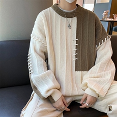 毛衣男秋冬季新款加厚毛线衣外套青年撞色慵懒风针织衫M5122-P50，男装针织衫/毛衣，星座1008-1