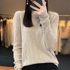 秋冬季新款纯色毛衣女长袖宽松显瘦百搭上衣，女装针织衫/毛衣，贵皇网供仓