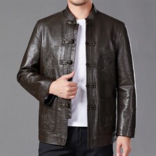 BAMJ-7002钱塘2020-2春秋季新款商务休闲中年男士夹克外套P117，男装皮衣，钱塘207-2