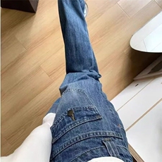 网图现货美式高腰复古蓝直筒宽松休闲牛仔裤女K0675/P45，男装牛仔裤，星座205-3