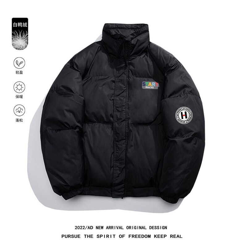 白底22冬季潮流设计感印花加厚保暖抽绳立领羽绒服YR231P195控258,男装羽绒服,电商A247-1