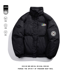 白底22冬季潮流设计感印花加厚保暖抽绳立领羽绒服YR231P195控258，男装羽绒服，电商A247-1