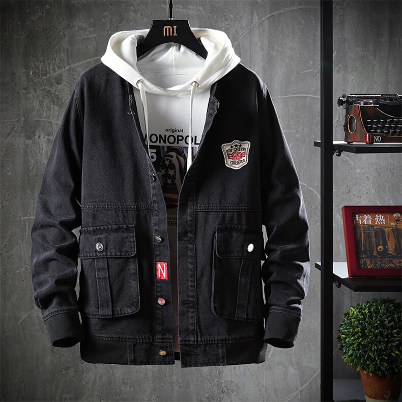 春季新款男士外套牛仔衣棒球服夹克衫韩版休闲修身青年潮8169-P80图片