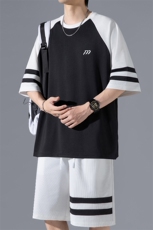 2024夏季新款无影墙大码冰丝速干短袖套装M-5XHQ24602-P70，男装休闲套装，电商A022