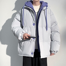 冬季青少年连帽假两件外套加绒加厚休闲简约棉衣棉服5303-P85，男装棉衣，电商B306