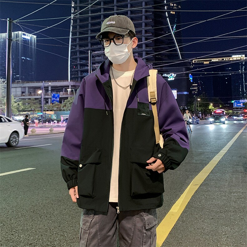 2026新款秋季外套男潮牌连帽拼接工装夹克A436-2316-P80,男装夹克,电商A436