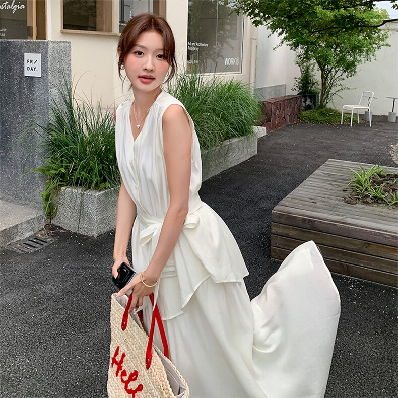 高级感御姐气质v领马甲半身裙两件套女2025夏季新款法式收腰显瘦,女装套装/套裙,浙宝305