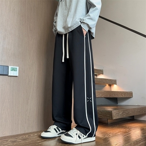 新款卫裤宽松休闲裤男韩版潮流百搭坠感阔腿拖地长裤K2562p45图片