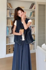 松弛感休闲牛仔马甲套装裙女夏2025新款韩系chic显瘦半身裙两件套，女装套装/套裙，2C169