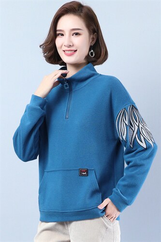 2022新款时尚立领卫衣女宽松显瘦长袖上衣，女装T恤，丽影随形