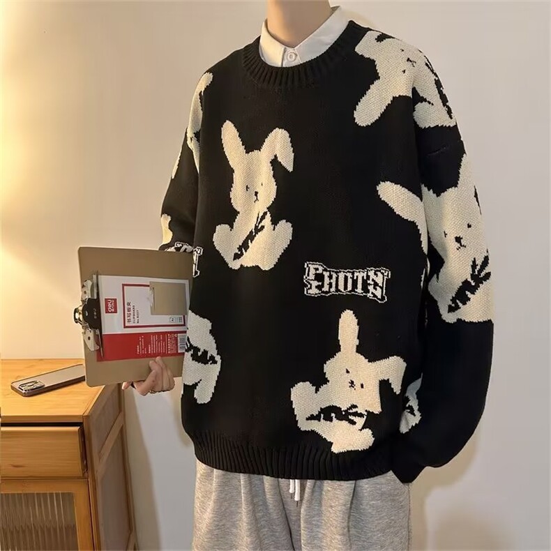 兔年红色毛衣男新款潮慵懒保暖卡通情侣针织衫鹿毛绒M5563P45,男装针织衫/毛衣,星座1116-2