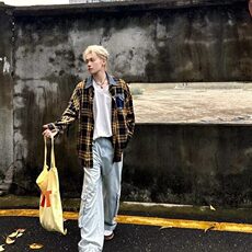 高级感外穿格子衬衫男女情侣复古宽松百搭早秋黄色格纹衬衣，男装衬衫，星座506A