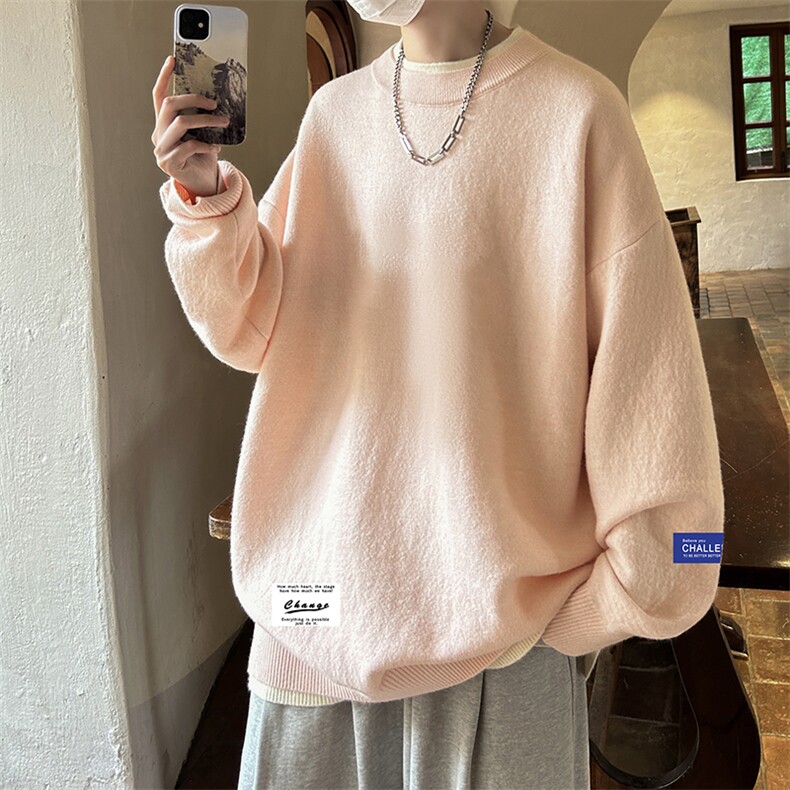 控78假两件毛衣男大码加绒针织衫男毛线衣M80062-P55加绒P70,男装针织衫/毛衣,电商A040