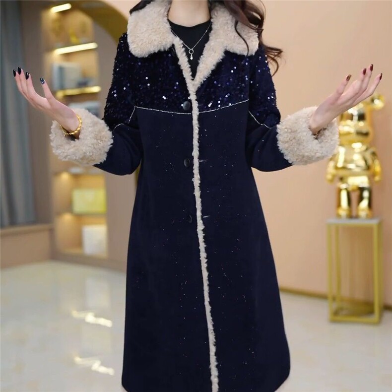 【大货已出】双面穿时尚雪尼尔绒加厚外套女新款显瘦减龄大衣,女装皮草,韩蔻秀