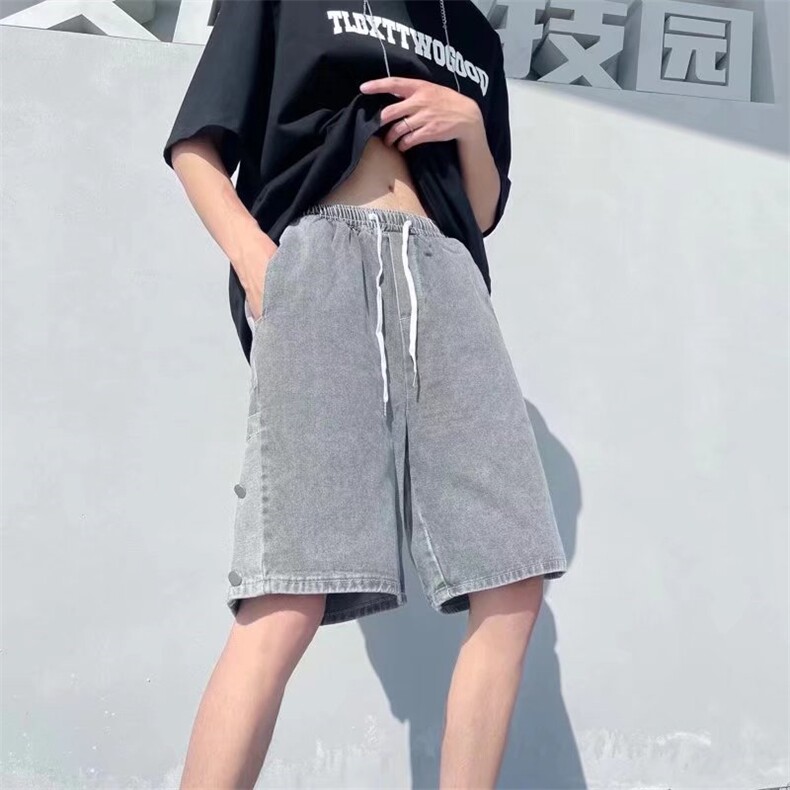 牛仔短裤男夏季薄款排扣潮牌ins潮流百搭外穿E210P35,男装牛仔裤,星座1116-2