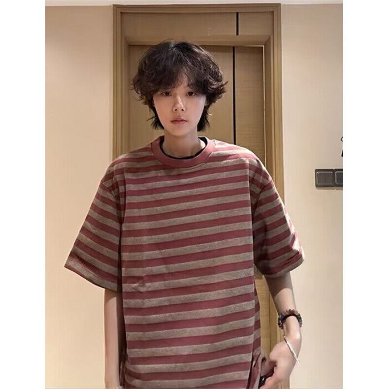 新款美式复古条纹短袖T恤男夏季宽松休闲百搭半袖上衣潮T7120,男装T恤,星座1116A（原606A-3）