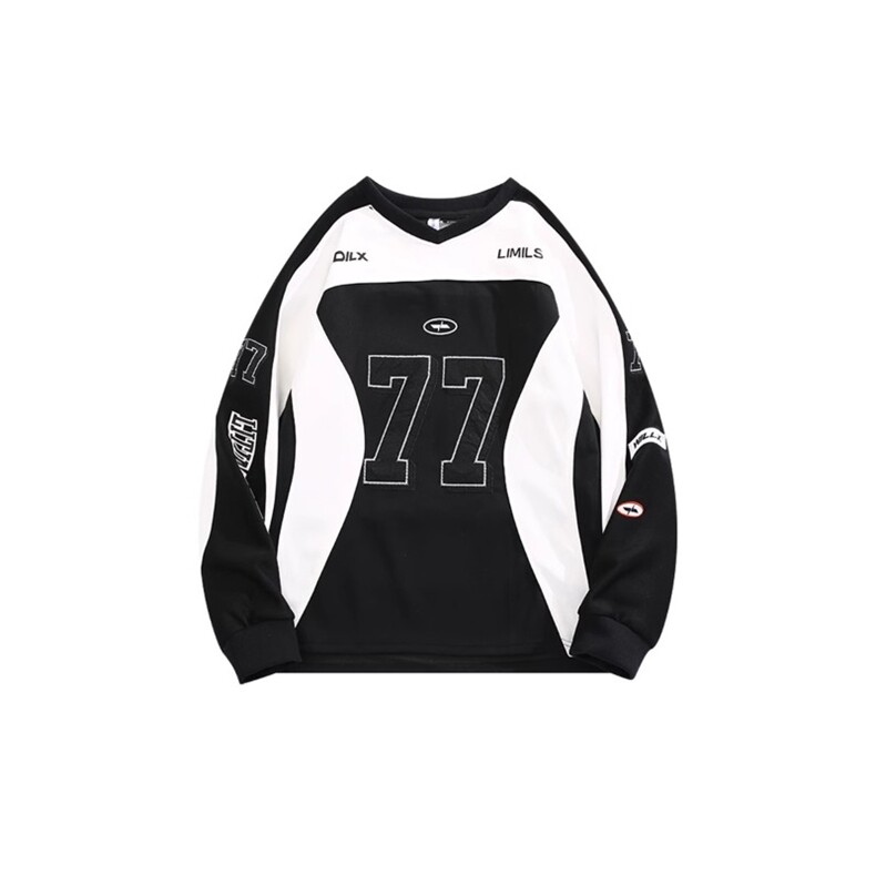 美式hiphop机车服卫衣男女春季球衣风痞帅冰球服潮牌重磅套头外套，男装工装外套，星座410-7