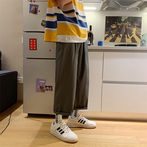 现货DM36-P30港风直筒纯色速干休闲裤男装薄夏款九分裤图片