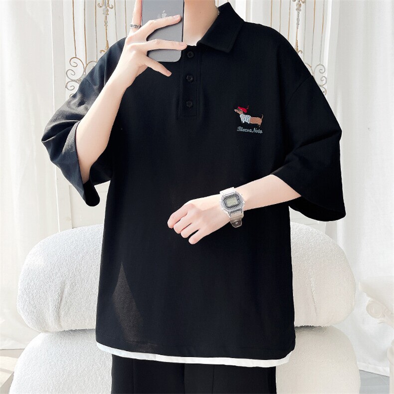 2025夏季新款旋律风车大码刺绣短袖POLO衫M-5XHT25348-特P30，男装Polo衫，电商A022