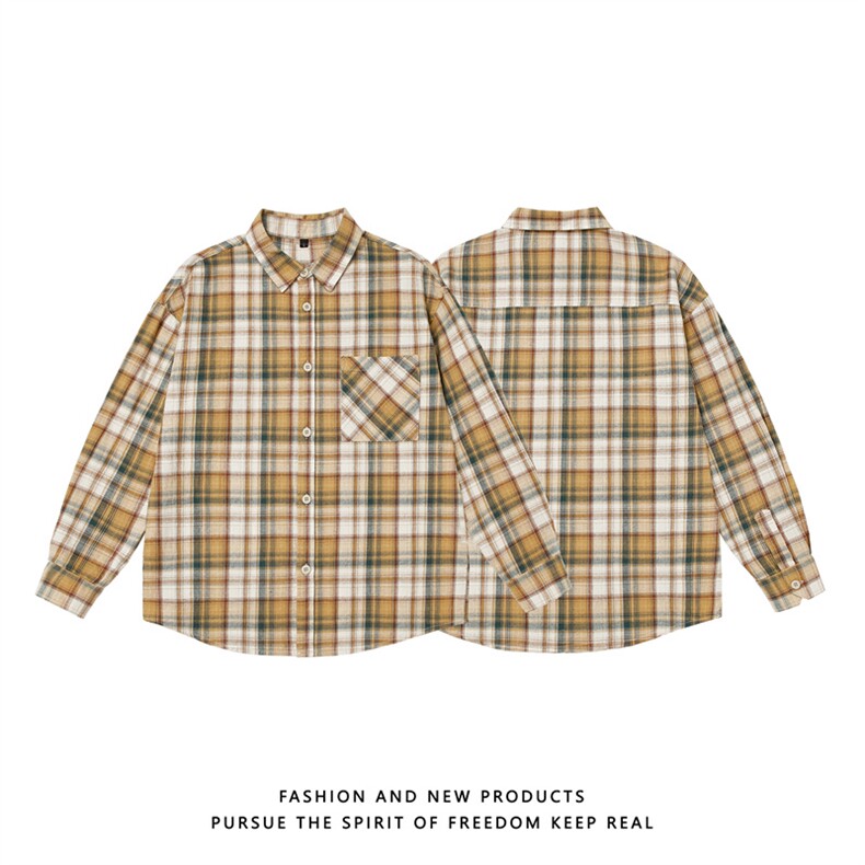 黄绿格纯棉衬衫1302-GC41-P55，男装衬衫，星座1302