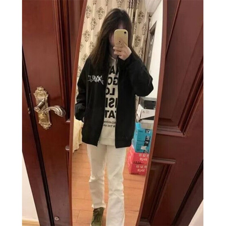 高街刺绣飞行员夹克棒球服男女2025春秋宽松拉链休闲外套JF103,男装夹克,星座1116A（原606A-3）