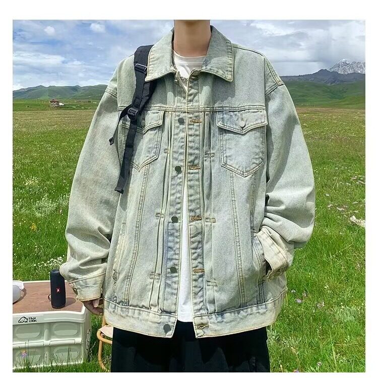 牛仔外套男春秋季潮牌美式高街男翻领痞帅宽松休闲上衣JK88-P60,男装工装外套,星座208-5