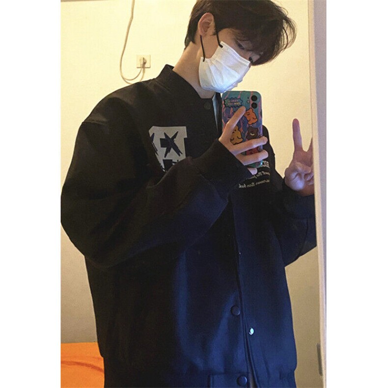 美式复古字母刺绣夹克男女高街痞帅棒球服宽松百搭情侣上衣JW224,男装夹克,星座1116A（原606A-3）