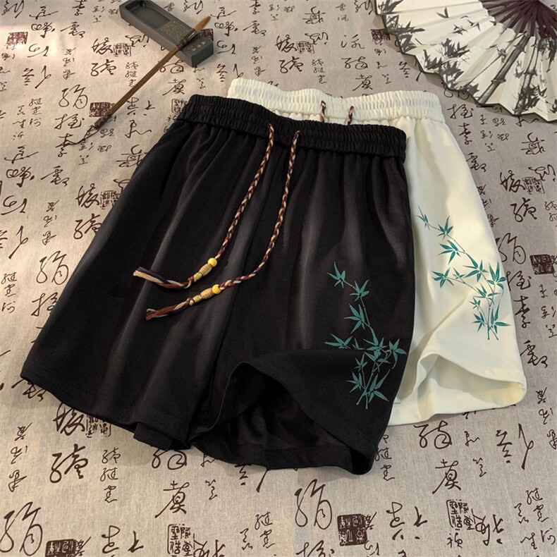2025新中式短裤男风复古中裤大码宽松印花五分裤-2418-P22-控48图片