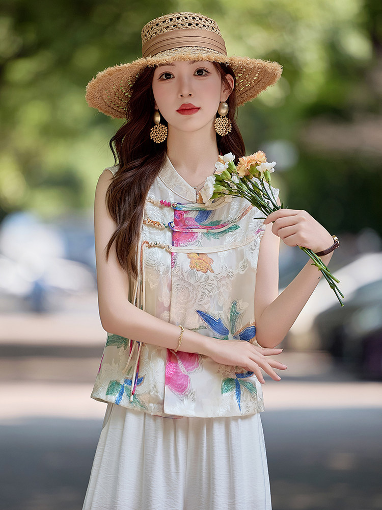 绝美新中式轻国风套装女夏季高级感时尚洋气减龄显瘦阔腿裤两件套,女装套装/套裙,木橙西子